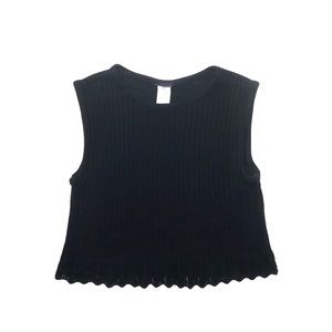 Cropped Knit Black Tank Top